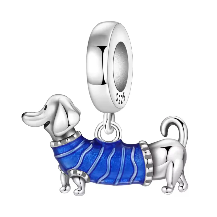 Charm Pendant – Dachshund in Blue Sweater