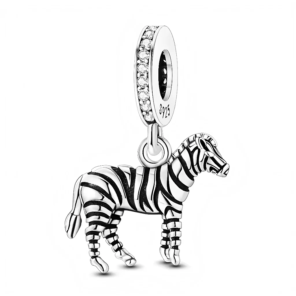 Silver Zebra Charm Pendant 