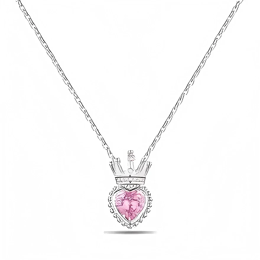 Necklace - Crowned Pink Heart