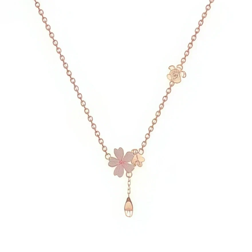 Necklace - Pink Sakura Flowers