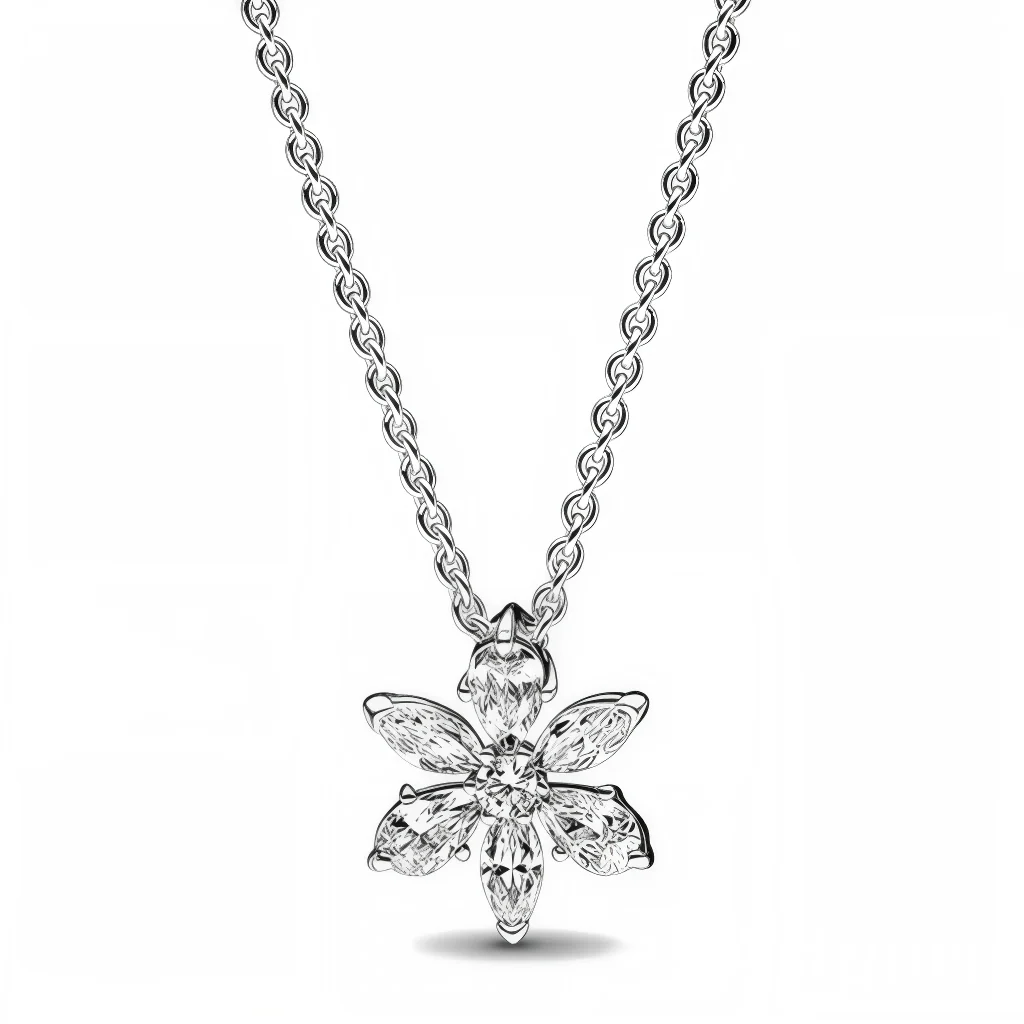 Sparkling Herbarium Necklace – Floral Motif in Silver or Gold