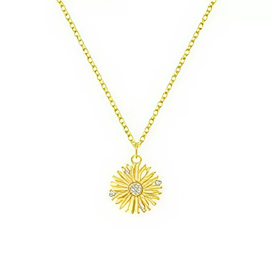 Necklace - Gold Sun Medallion
